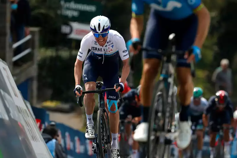 Michael Woods, frustrated at missing Flèche Wallonne's top step.