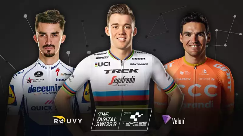 Digital Swiss 5 Race, Van Avermaat, Nibali, Roglic, and Alaphilippe