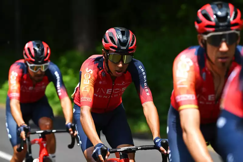 Egan Bernal "lacks a bit of confidence" on the first climb of the Criterium du Dauphiné.